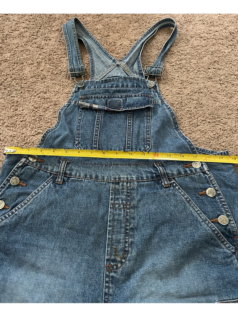 SO GSJC Juniors Blue Denim Short Overalls Romper size L 100% Cotton - Picture 3 of 4